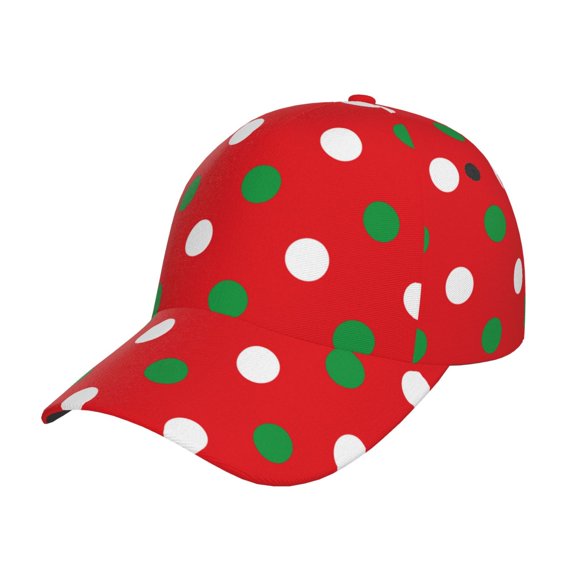 Rateoe White and Green Polka Dot Pattern Baseball Cap Outdoor Cap Mountain Dad Hat - Unstructured Soft Cotton Cap-Adjustable UV Protection Cap