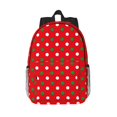 thumbnail image 1 of Rateoe White and Green Polka Dot Pattern Student Backpack Water-resistant Backpack 15-inch Laptop Backpack Lightweight Adjustable School Backpack, 1 of 6