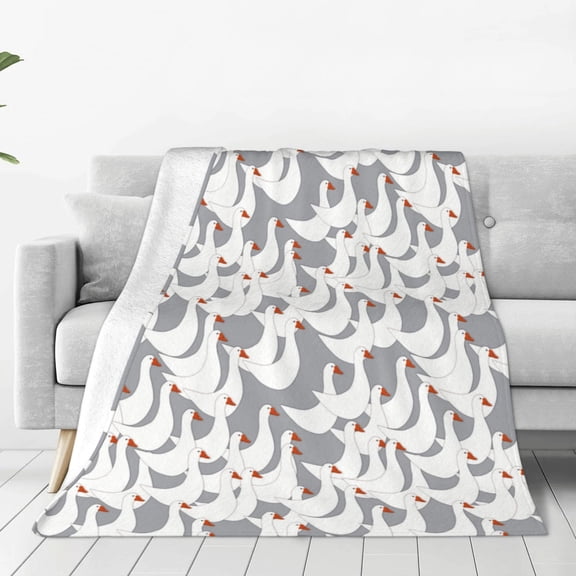 Rateoe White goose Print Fuzzy Fleece Throw Blanket Extra Large,Super Soft,Fluffy and Warm Blankets for Couch,Bed,All Season Use-