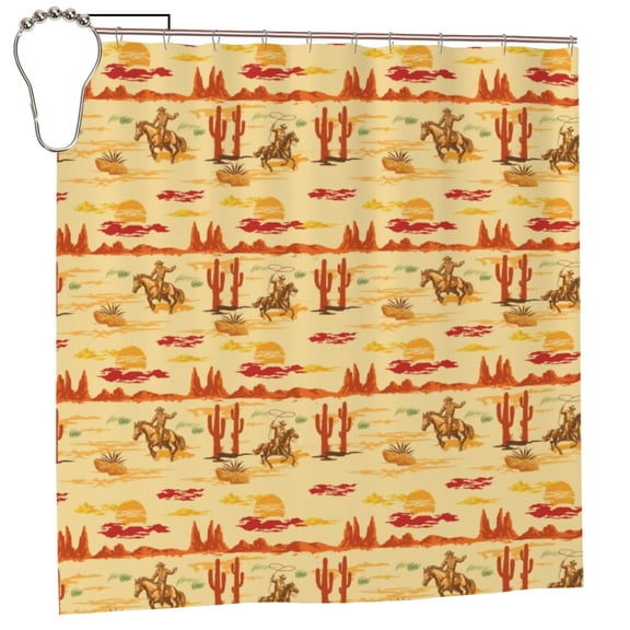 Rateoe Wild West Colorful Shower Curtain - Fancy Bathroom Shower Curtain Sets - Waterproof Shower Curtain with Hooks with 12 Plastic Hooks 72x72 Inches