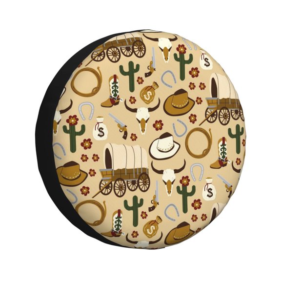 Rateoe Wild West Cowboy Pattern Tire Cover Wheel Protectors Weatherproof Wheel Covers Universal Fit for Trailer Rv SUV Truck Camper Travel Trailers Accessories-14 inch