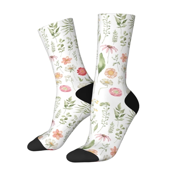 Rateoe Wildflower Watercolor 2 for Women Casual Calf Socks - Cute Crew Socks - Thin Soft Above Ankle Socks Size 5-11