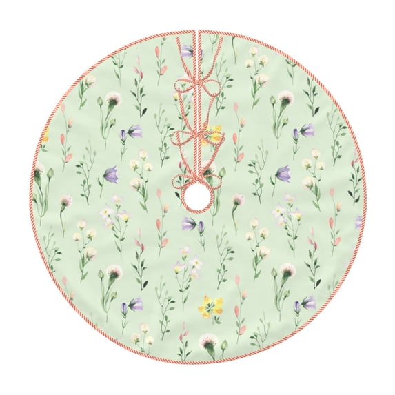 Rateoe Wildflower Watercolor 5 Pattern Christmas Tree Skirt with Ties, Christmas Tree Decorations, Farmhouse Christmas Decor Xmas Holiday Decorations-30"