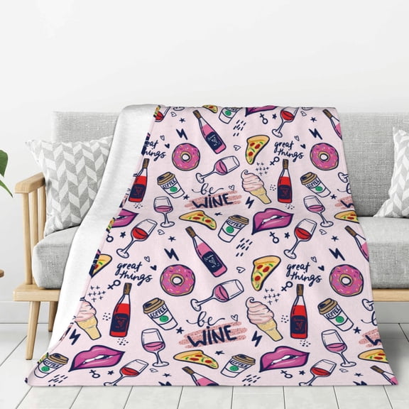 Rateoe Wine Pattern Flannel Throw Blanket, Ultra-soft Blanket for Bed, Couch, Car, Hypoallergenic Anti-pilling blanket-40"x30"(Vertical)
