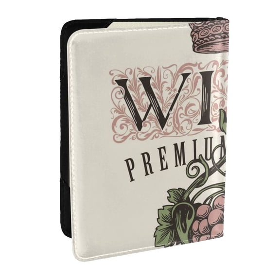 Rateoe Wine Pattern Passport Holder Wallet Leather Mulit-purpose Travel Wallet Credit Cards Case ,Passport Cover for Women Men-6.5 in