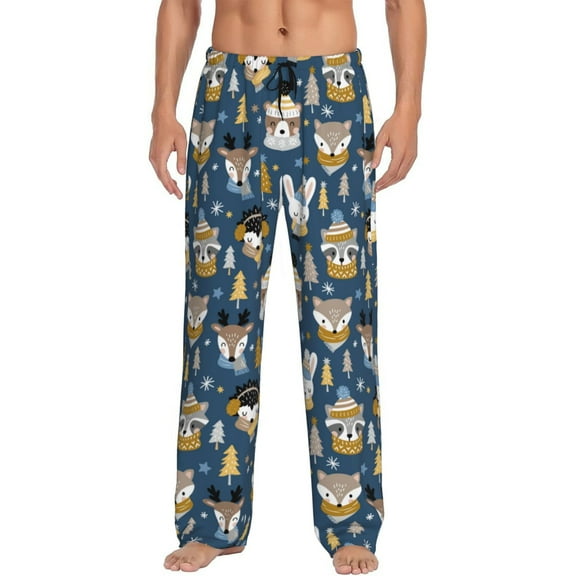 Rateoe Winter Animal Friends Pattern Men’s Ultra-Soft Comfy Pajama Lounge Pants Sleepwear,Comfortable Lounge Wear,lightweight Pajamas, Casual Home Wear-XX-Large