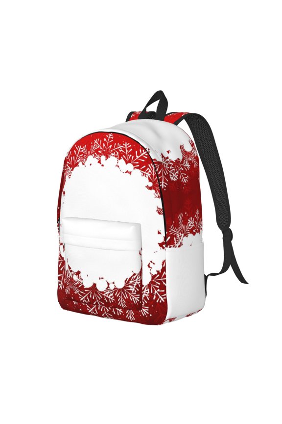 Winter Christmas Snowflake Pattern Durable Canvas Backpack for Men & Women – Stylish & Lightweight – Adjustable Straps, Multiple Pockets – Fits 15-17 Inch LaptopsSmall