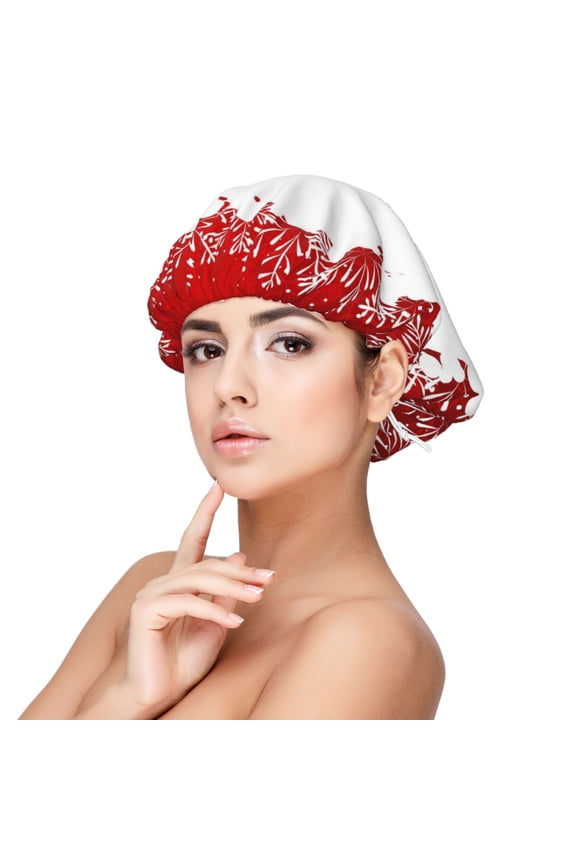 Winter Christmas Snowflake Pattern Silk Satin Hair Bonnet for Sleeping, Adjustable Sleep Cap Turban for Women , Curly Straight Hair Long Large Braid