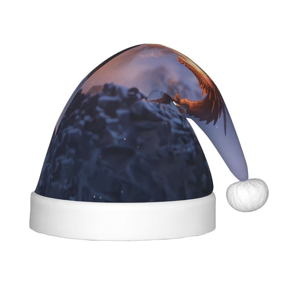Rateoe Winter Fire Dragon Santa Hat Confortable Christmas Hat for Christmas Party Favors Fit for Kids
