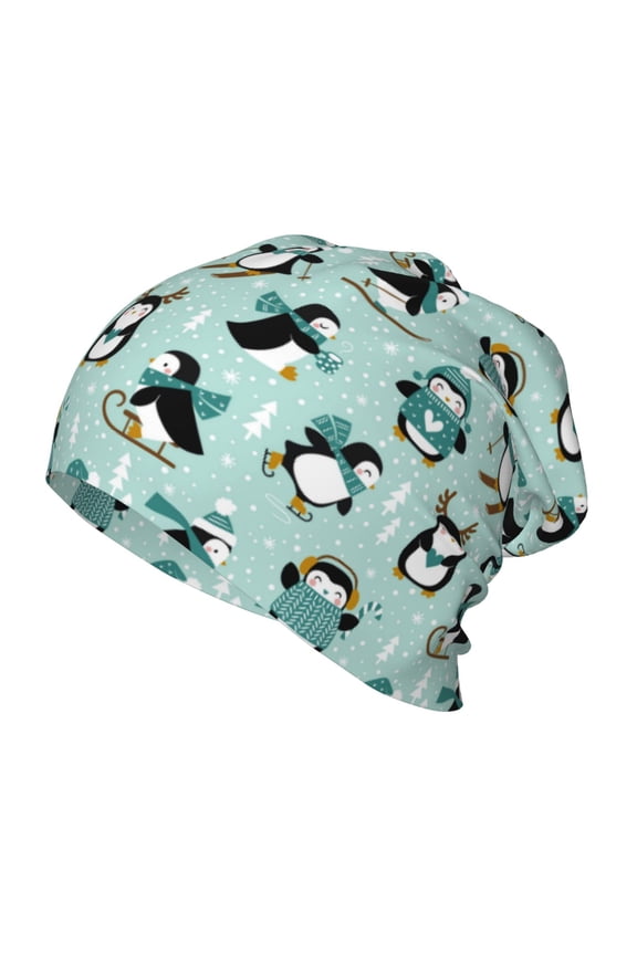 Winter Skiing Penguin Kids Beanie Warm Knit Beanie Hats Boys Girls Winter Hat Soft Slouchy Hats for Kids