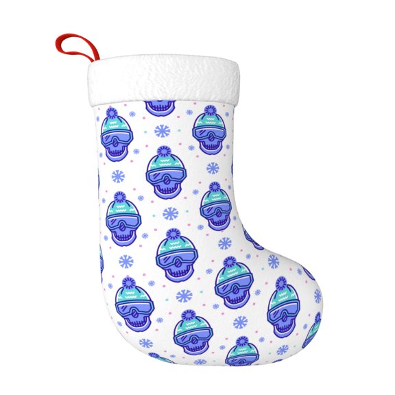 Rateoe Winter Snowflake Skiing Skull Print Christmas Stockings,18 Inch Large Christmas Stockings Decoration Ornaments for Holiday Home Fireplace Indoors