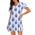 thumbnail image 1 of Rateoe Winter Snowflake Skiing Skull Print Women’s Nightdress – Cozy Cotton Short-sleeved Sleep Shirt, Loose-Fit Sleepwear, Perfect for Relaxing and Sleeping, 1 of 6