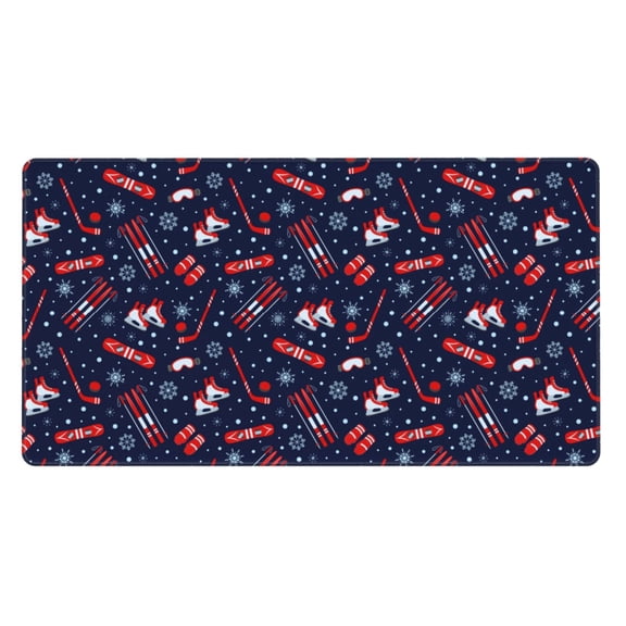 Rateoe Winter Sports Fun Pattern Print Mouse Pad - Extended Large Gaming Mousepad,Non-Slip Stitched Edge,16x29.5 Inch