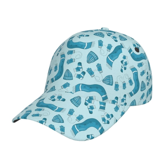 Rateoe Winter Warmth Blue Knitted Pattern Men’s Baseball Cap – Adjustable Curved Brim Hat, Soft Cotton Sports Cap for Outdoor, Casual, and Everyday Wear, Comfortable & Breathable