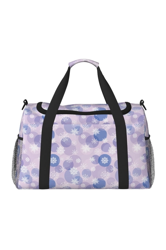 Winter With Snowflakes Pattern Gym Bag for Women, Duffle Bag for Travel with Wet Pocket, Carry on Weekender Bags for Women, Water Resistant Travel Bag Duffel Bag