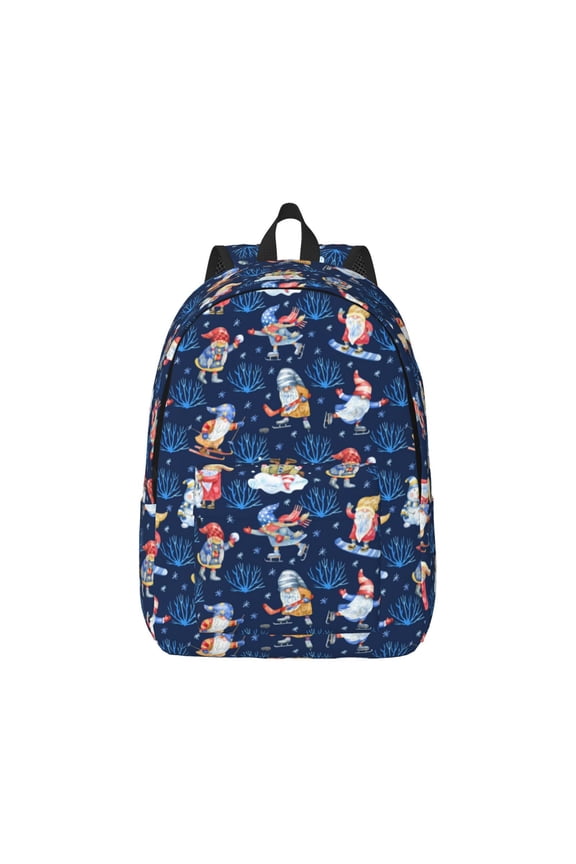 Winter old man Playtime Pattern Canvas College Laptop Backpack,Travel Daypack,Durable Rucksack Travel Notebook Bag School Backpack Book Bag for Men Women-Small