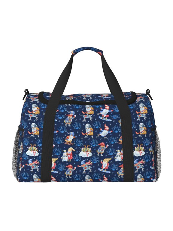 Winter old man Playtime Pattern Gym Bag for Women, Duffle Bag for Travel with Wet Pocket, Carry on Weekender Bags for Women, Water Resistant Travel Bag Duffel Bag