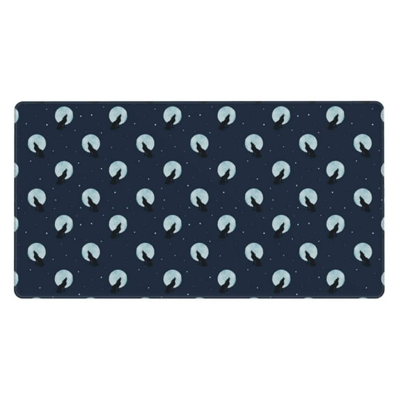 Rateoe Wolf And Moon Print Mouse Pad - Extended Large Gaming Mousepad,Non-Slip Stitched Edge,16x29.5 Inch