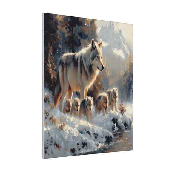 Rateoe Wolf Family Winter Wonderland Pattern Decorative Picture – Unique Modern Wall Art, Ready-to-Hang Canvas Print for Home (Vertical)