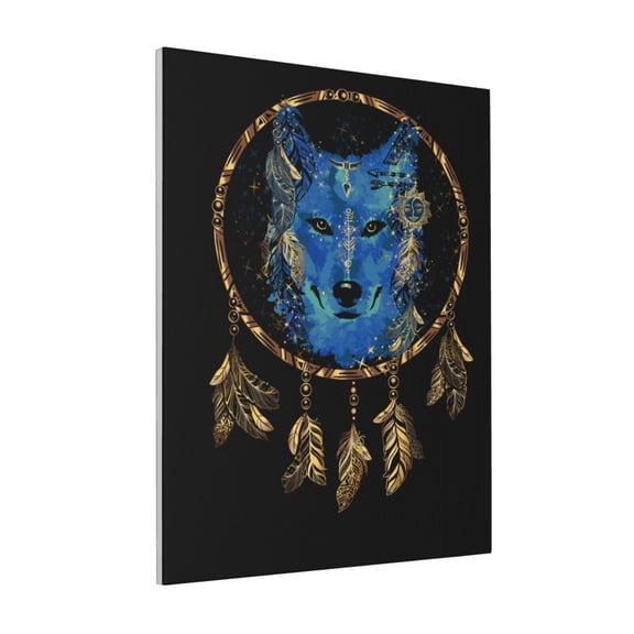 Rateoe Wolf Head And Dreamcatcher Pattern Decorative Picture – Unique Modern Wall Art, Ready-to-Hang Canvas Print for Home (Vertical)