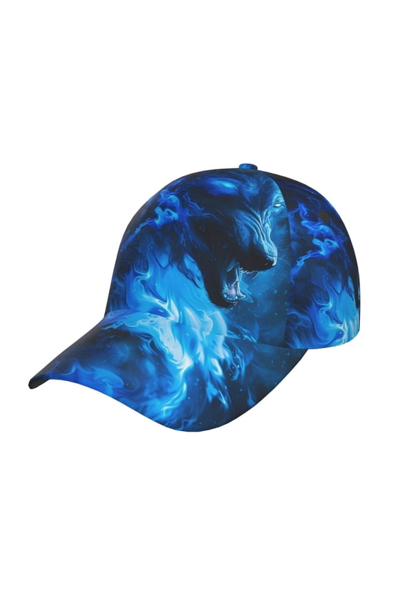 Wolf Pattern Mens Baseball Cap Adjustable Curved Brim Hat, Soft Cotton Sports Cap for Outdoor, Casual, and Everyday Wear, Comfortable & Breathable