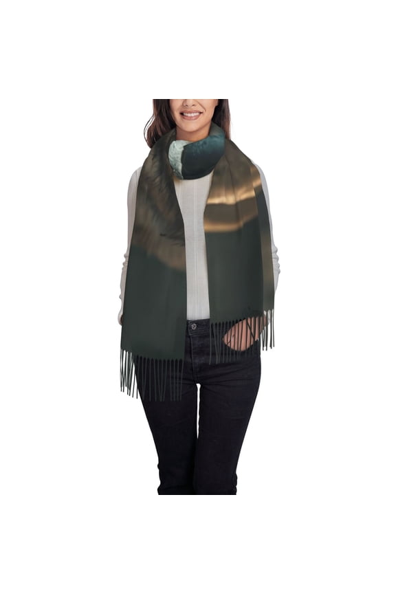 Wolf With Basketball Women's Traditional Scarf Wrap Tassel Shawl Fringes Neck Head Shawl Retro Scarf