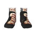 thumbnail image 1 of Rateoe Wood Grain Bald Eagle Pattern Quarter Crew Socks,Toe Seamed Ankle Socks,Cotton Cushioned Breathable Athletic Crew Sports Socks, 1 of 7