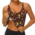 thumbnail image 1 of Rateoe Woodland Mushroom with Flowers and Berries Print Womens' Sports Bras Scoop Neck Sports Vest- Padded U Back Seamless High Impact Support, 1 of 7