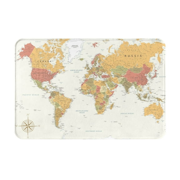Rateoe World Map 1 Pattern Flannel Door Mat Indoor Outdoor Entrance, Waterproof All-Weather Doormat,Fade Resistant, Low Profile Entryway Mat 16x24in