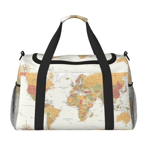 Rateoe World Map 1 Pattern Gym Bag for Women, Duffle Bag for Travel with Wet Pocket, Carry on Weekender Bags for Women, Water Resistant Travel Bag Duffel Bag