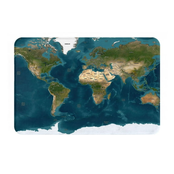 Rateoe World Map Pattern Flannel Door Mat Indoor Outdoor Entrance, Waterproof All-Weather Doormat,Fade Resistant, Low Profile Entryway Mat 16x24in