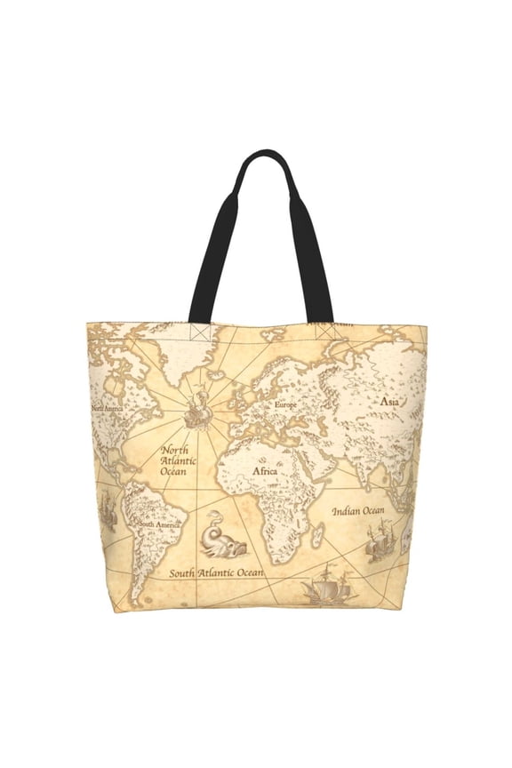 World Map Tote Bag - Waterproof Lightweight Handbags Travel Shoulder Bag for Hiking Yoga Gym Swimming Travel Beach