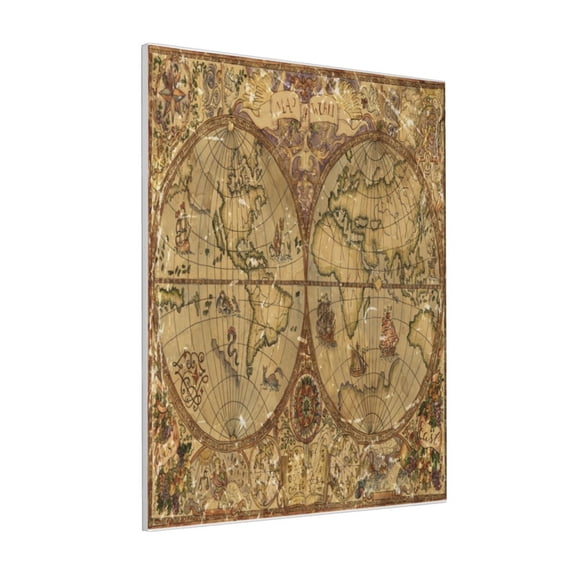 Rateoe World Map1 Pattern Decorative Picture – Unique Modern Wall Art, Ready-to-Hang Canvas Print for Home (Vertical)