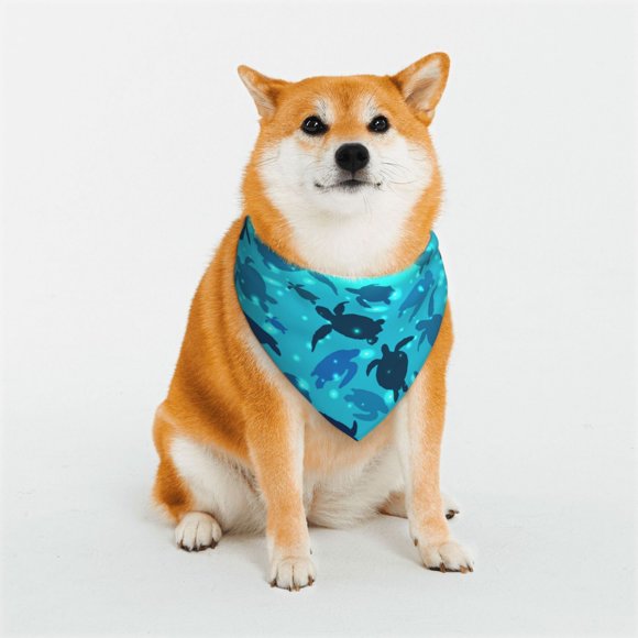 Rateoe World Turtle Day Print Pet Scarf for Dogs and Cats – Stylish Reflective Design, Breathable & Durable Pet Bandana with Quick-Release Buckle-Medium