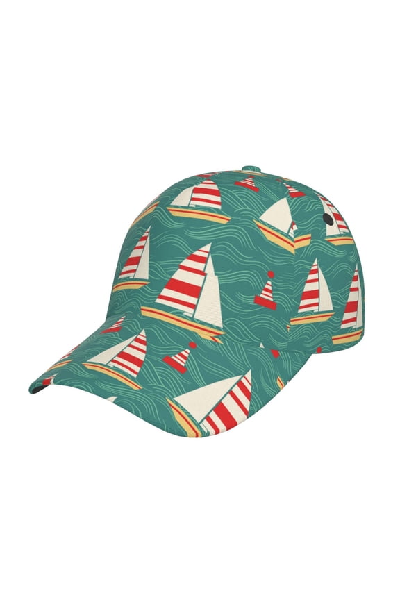 Yachts And Buoys Pattern Baseball Cap Outdoor Cap Mountain Dad Hat - Unstructured Soft Cotton Cap-Adjustable UV Protection Cap