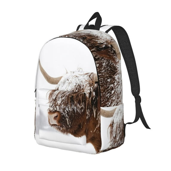 Rateoe Yak Pattern Durable Canvas Backpack for Men & Women – Stylish & Lightweight – Adjustable Straps, Multiple Pockets – Fits 15-17 Inch LaptopsMedium