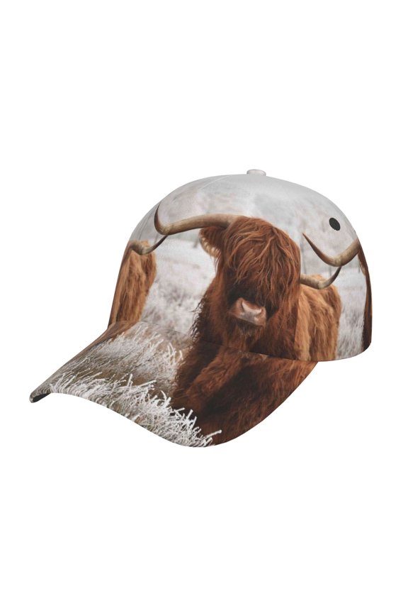 Yak Pattern Mens Baseball Cap  Adjustable Curved Brim Hat, Soft Cotton Sports Cap for Outdoor, Casual, and Everyday Wear, Comfortable & Breathable