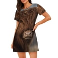 thumbnail image 1 of Rateoe Yak Print Women’s Nightdress – Cozy Cotton Short-sleeved Sleep Shirt, Loose-Fit Sleepwear, Perfect for Relaxing and Sleeping, 1 of 6