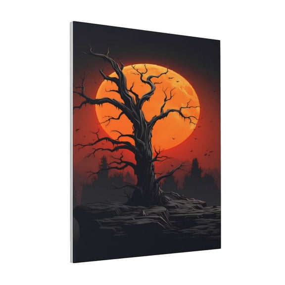 Rateoe Yellow Castle Sunset Tree Pattern Decorative Picture – Unique Modern Wall Art, Ready-to-Hang Canvas Print for Home (Vertical)