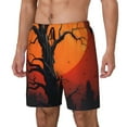 thumbnail image 1 of Rateoe Yellow Castle Sunset Tree Pattern Men’s Swim Shorts with Compression Liner – Double-Layered Quick-Dry Swimwear, Comfortable & Stretchy Beach Shorts-Large, 1 of 6
