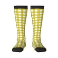 thumbnail image 1 of Rateoe Yellow Checkboard Pattern Women’s Knee High Crew Socks,Trouser Socks Comfortable, Breathable, Moisture-Wicking and Soft, 1 of 6