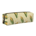 thumbnail image 1 of Rateoe Yellow Corn Print Leather Pencil Case with Smooth Zipper, Compact Storage for Writing Tools & Art Supplies, 8.26" x 1.96" x 2.16", 1 of 7
