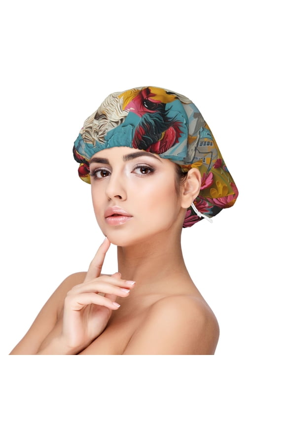 Yellow Daisy Cow Pattern Silk Satin Hair Bonnet for Sleeping, Adjustable Sleep Cap Turban for Women , Curly Straight Hair Long Large Braid