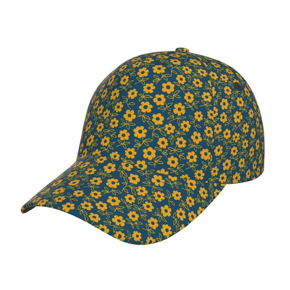 Rateoe Yellow Floral Pattern Men’s Baseball Cap – Adjustable Curved Brim Hat, Soft Cotton Sports Cap for Outdoor, Casual, and Everyday Wear, Comfortable & Breathable
