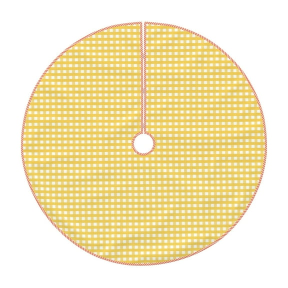 Rateoe Yellow Gingham Pattern Christmas Tree Skirt with Ties , Christmas Tree Decorations, Farmhouse Christmas Decor Xmas Holiday Decorations-30"