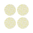 thumbnail image 1 of Rateoe Yellow Lemon Leaves Drawing Drink Coasters Set of 4 Leather Coasters Spill Protection for Table Desk,Durable and Non Slip Leather Coaster ,4 Inches Drink Mats-Round Shape, 1 of 6