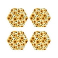 thumbnail image 1 of Rateoe Yellow Polka Dot Sunflower Drawing Drink Coasters Set of 4 Leather Coasters Spill Protection for Table Desk,Durable and Non Slip Leather Coaster ,4 Inches Drink Mats-Hexagon, 1 of 6