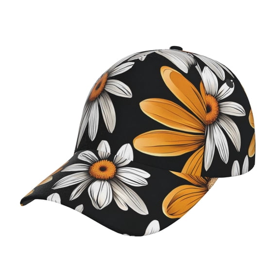 Rateoe Yellow White Daisy Pattern Pattern Men’s Baseball Cap – Adjustable Curved Brim Hat, Soft Cotton Sports Cap for Outdoor, Casual, and Everyday Wear, Comfortable & Breathable