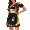 thumbnail image 1 of Rateoe Yin Yang Print Women’s Nightdress – Cozy Cotton Short-sleeved Sleep Shirt, Loose-Fit Sleepwear, Perfect for Relaxing and Sleeping, 1 of 6