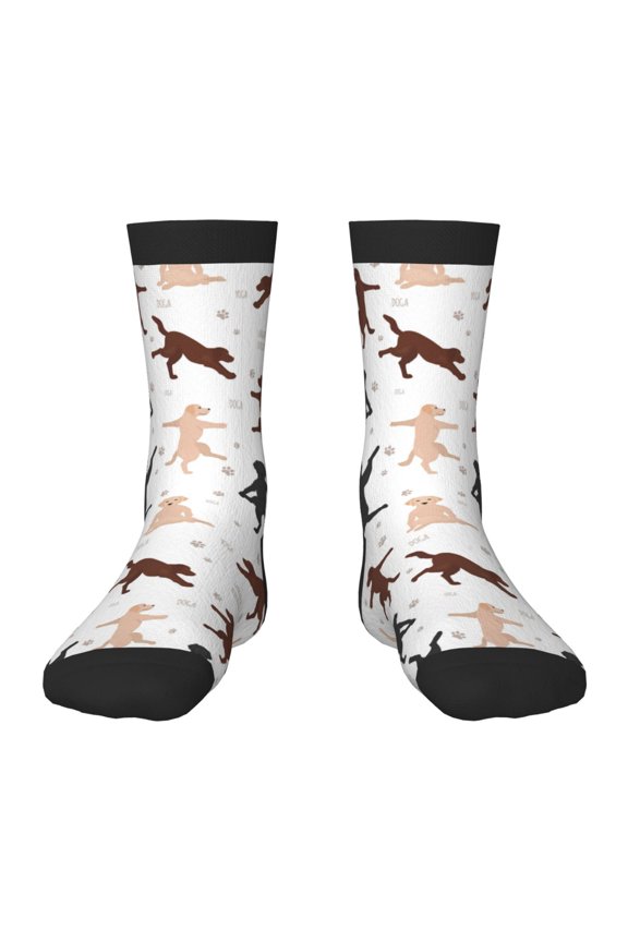 Yoga Labrador Retriever Pattern Children's Socks, Socks Gifts ,kids Crew Soft Cotton Socks , Moisture-Wicking, Durable, Ideal for Daily Wear & Sports
